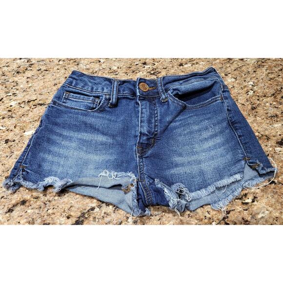 SO Stretch High-Rise Blue Denim Jean Shorts Size 1/25W - Picture 4 of 8